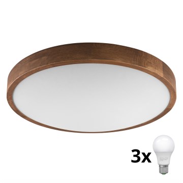 Brilagi - Светодиодный потолочный светильник CARVALHO SLIM 3xE27/60W/230V дуб вишня диаметр 47 см