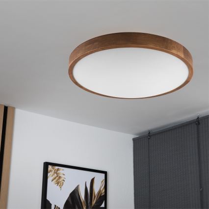 Brilagi - Светодиодный потолочный светильник CARVALHO SLIM 3xE27/60W/230V дуб вишня диаметр 47 см