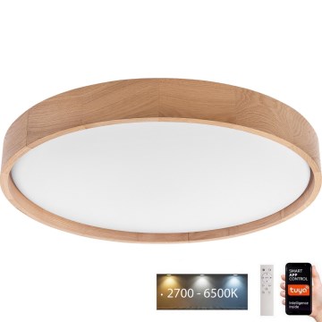 Brilagi - Светодиодный потолочный светильник MANAROLA SMART LED/36W/230V 2700-6500K дуб диаметр 51 см Wi-Fi + дистанционное управление Tuya