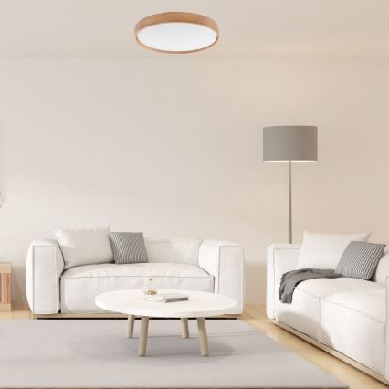 Brilagi - Светодиодный потолочный светильник MANAROLA SMART LED/36W/230V 2700-6500K дуб диаметр 51 см Wi-Fi + дистанционное управление Tuya