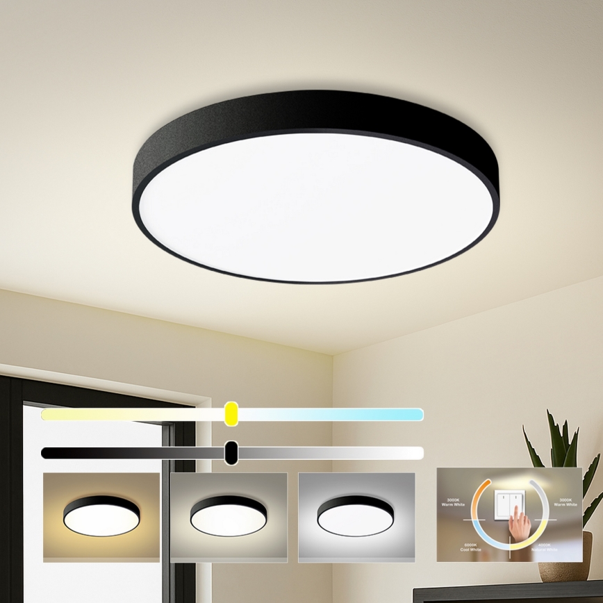 Brilagi - светодиодный потолочный светильник POOL LED, 60 Вт, 230 В, 3000/4500/6000 К, диаметр 60 см, чёрный