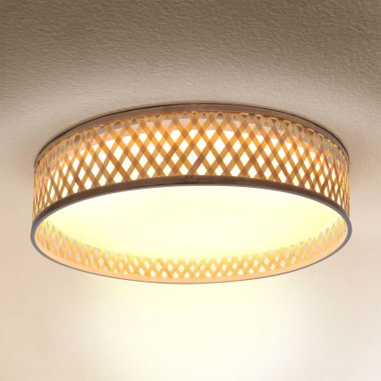 Brilagi - Светодиодный потолочный светильник с регулированием яркости CAMILA LED/48W/230V 3000-6500K бамбук диаметр 40 см + дистанционное управление