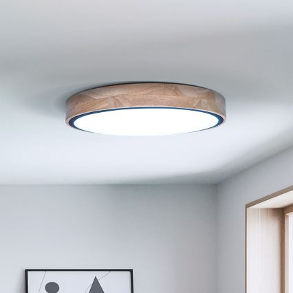 Brilagi - Светодиодный потолочный светильник с регулированием яркости GLORIA LED/48W/230V 3000-6500K дуб диаметр 40 см + дистанционное управление