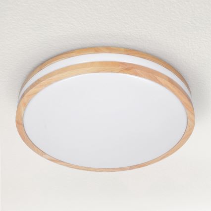 Brilagi - Светодиодный потолочный светильник с регулированием яркости MOLINA LED/48W/230V 3000-6500K дуб диаметр 38 см + дистанционное управление