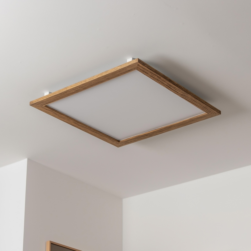 Brilagi - Светодиодный потолочный светильник с регулированием яркости SLIMFRAME WOOD LED/58W/230V 64x64 см 3000-6000K коричневый + дистанционное управление