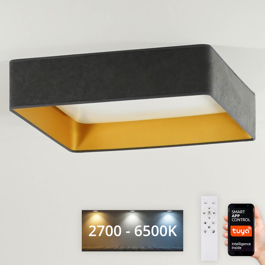 Brilagi - Светодиодный потолочный светильник с регулированием яркости VELVET SQUARE SMART LED/36W/230V 2700-6500K Wi-Fi Tuya + дистанционное управление серый