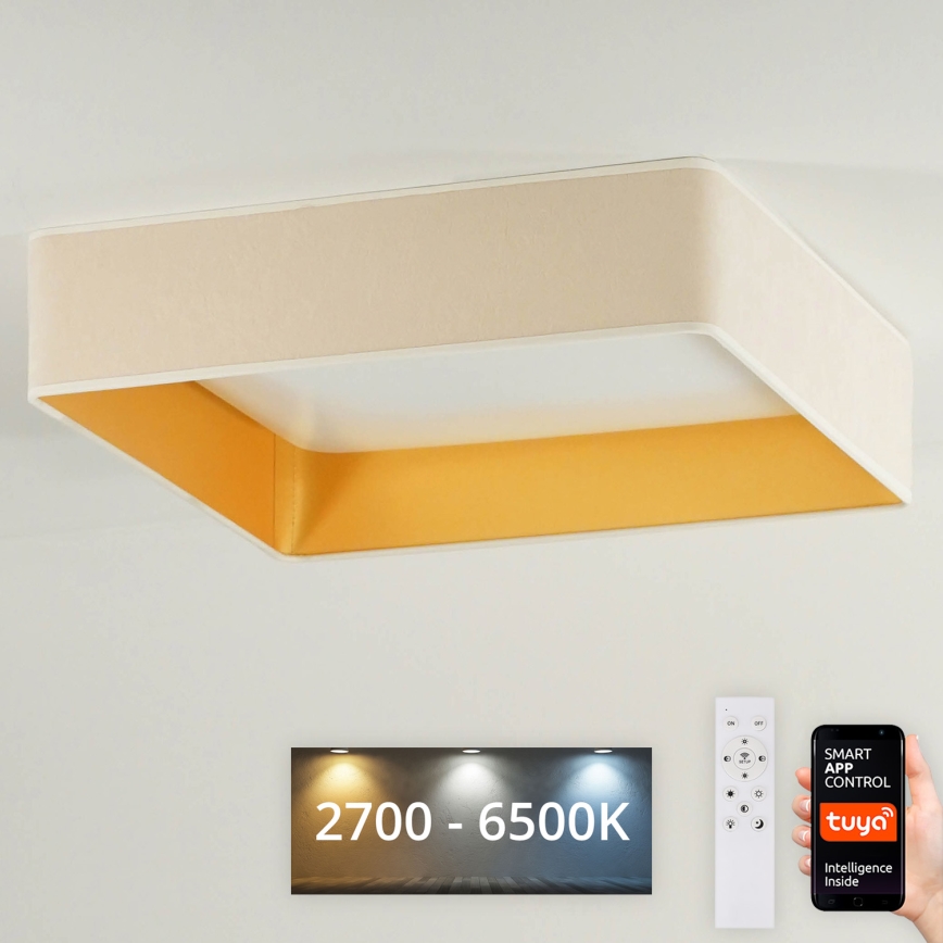 Brilagi - Светодиодный потолочный светильник с регулированием яркости VELVET SQUARE SMART LED/36W/230V 2700-6500K Wi-Fi Tuya + дистанционное управление кремовый