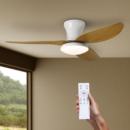Brilagi - Светодиодный потолочный вентилятор с регулированием яркости LED/30W/230V 3000-6500K белый/коричневый + дистанционное управление
