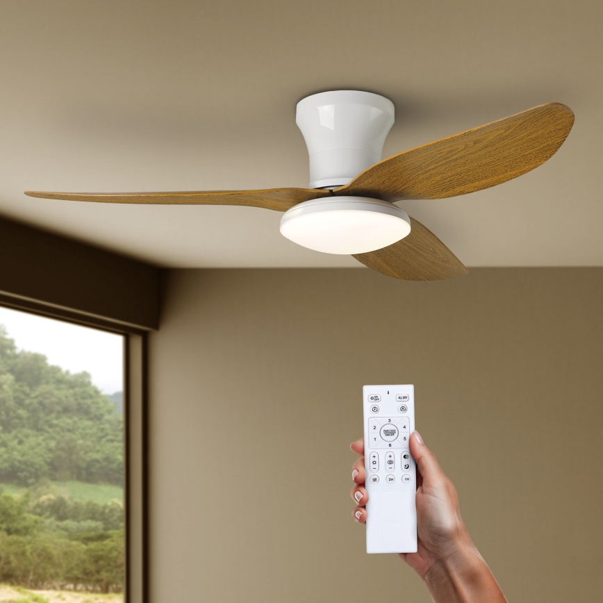 Brilagi - Светодиодный потолочный вентилятор с регулированием яркости LED/30W/230V 3000-6500K белый/коричневый + дистанционное управление