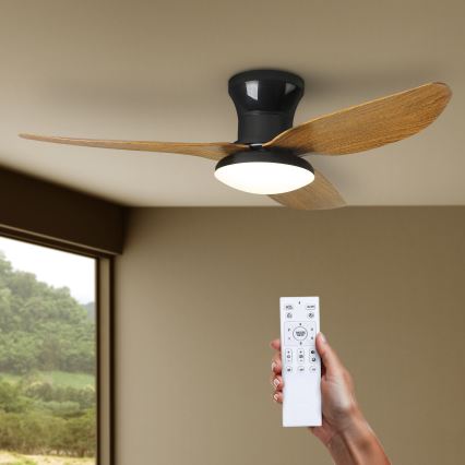 Brilagi - Светодиодный потолочный вентилятор с регулированием яркости LED/30W/230V 3000-6500K черный/коричневый + дистанционное управление