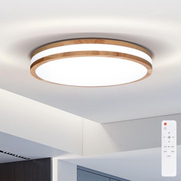 Brilagi - Светодиодный регулируемый потолочный светильник MOLINA LED/48W/230V 3000-6500K дуб, диаметр 38 см + пульт дистанционного управления