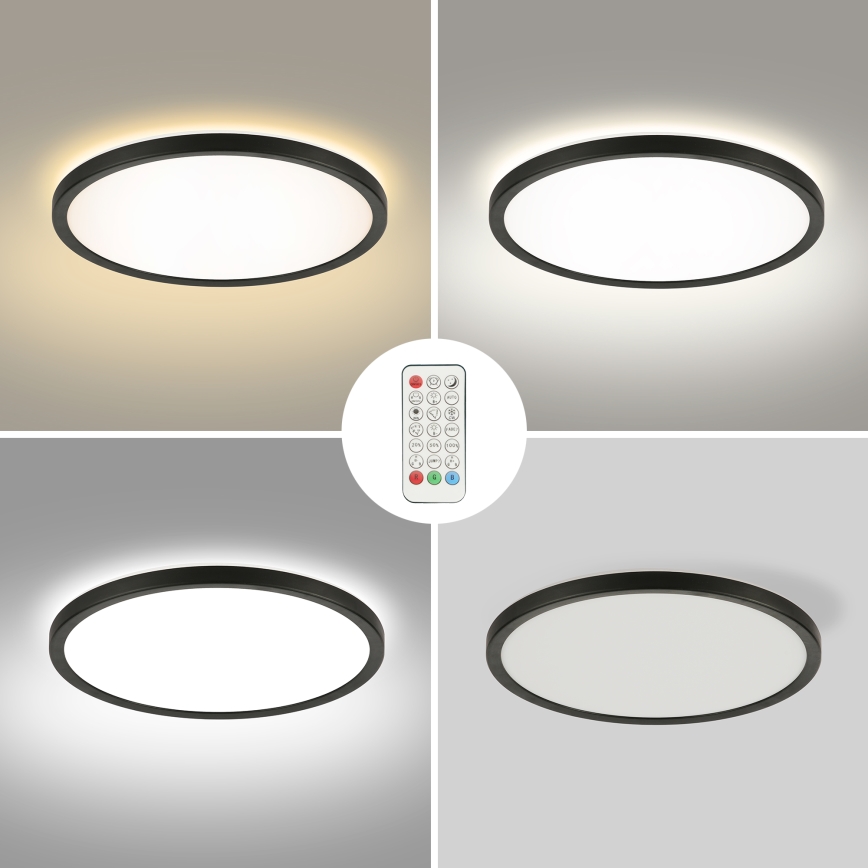 Brilagi - Светодиодный потолочный RGBW-светильник с регулированием яркости ULTRA SLIM LED/18W/230V 2700-6500K диаметр 30 см черный + дистанционное управление
