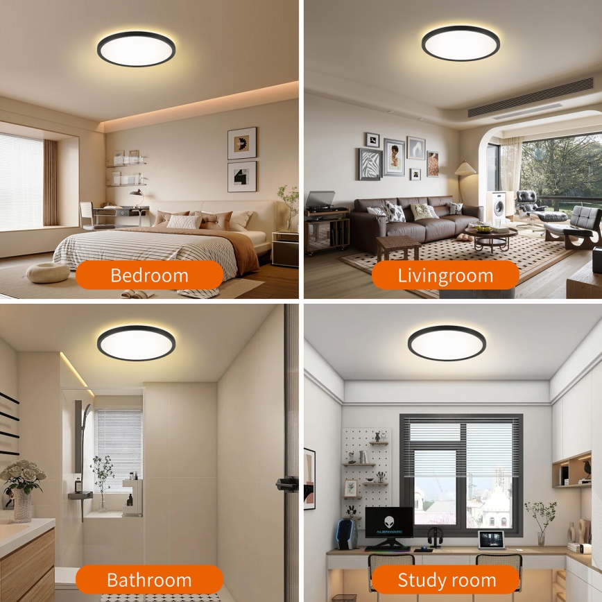 Brilagi - Светодиодный потолочный светильник для ванной комнаты ULTRA SLIM LED/18W/230V диаметр 30 см черный IP54