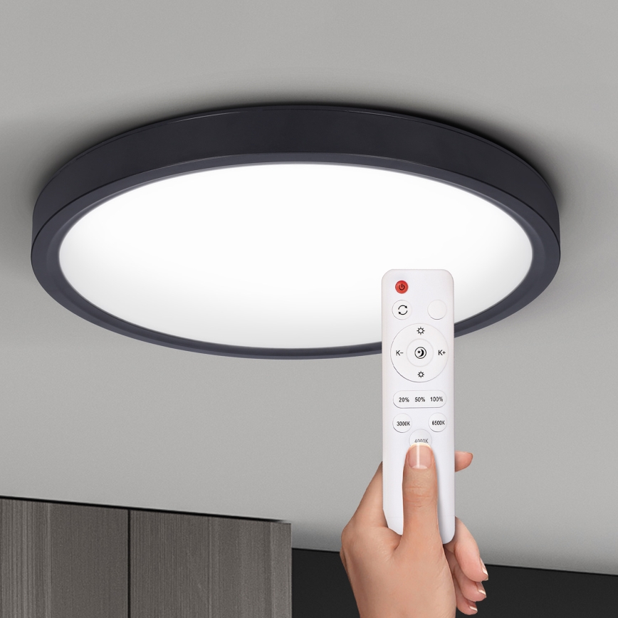 Brilagi - Светодиодный потолочный светильник с регулированием яркости ESTELA LED/36W/230V 3000-6500K диаметр 30 см черный + дистанционное управление