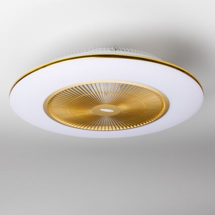 Brilagi - Светодиодный светильник с регулированием яркости и вентилятором AURA LED/38W/230V 3000-6000K золотистый + дистанционное управление