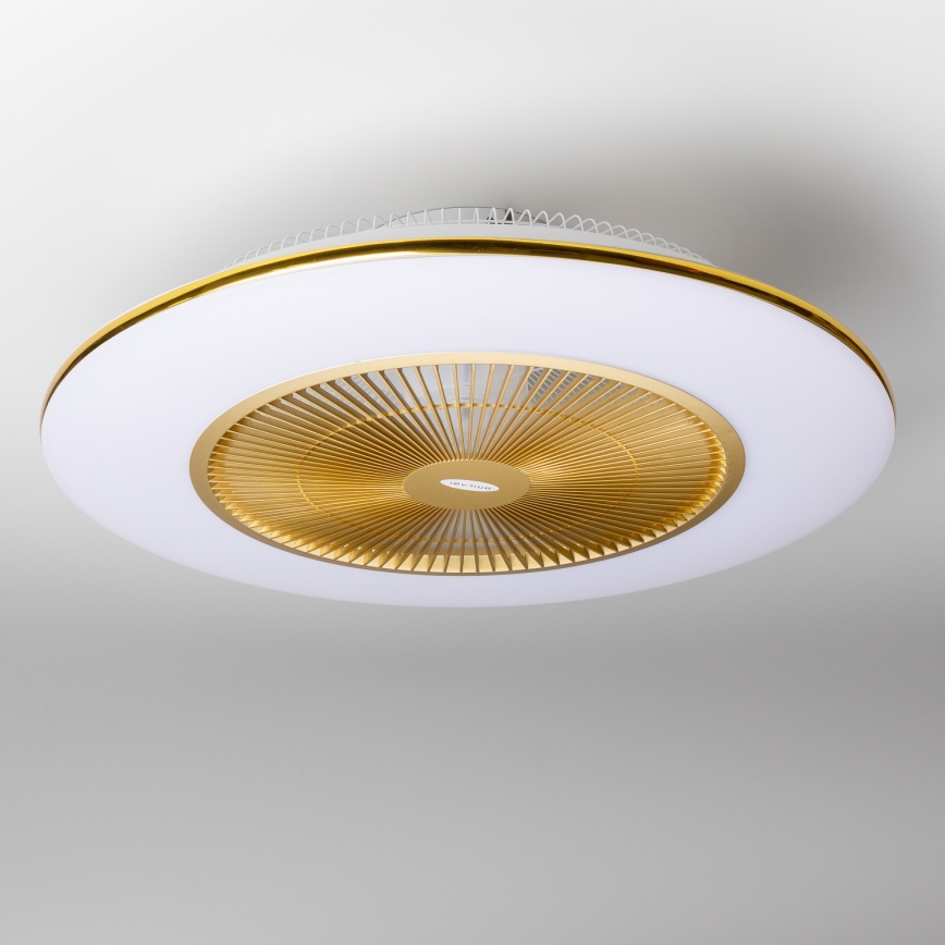 Brilagi - Светодиодный светильник с регулированием яркости и вентилятором AURA LED/38W/230V 3000-6000K золотистый + дистанционное управление