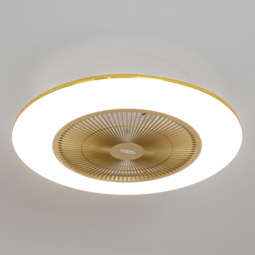 Brilagi - Светодиодный светильник с регулированием яркости и вентилятором AURA LED/38W/230V 3000-6000K золотистый + дистанционное управление