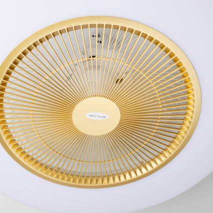 Brilagi - Светодиодный светильник с регулированием яркости и вентилятором AURA LED/38W/230V 3000-6000K золотистый + дистанционное управление