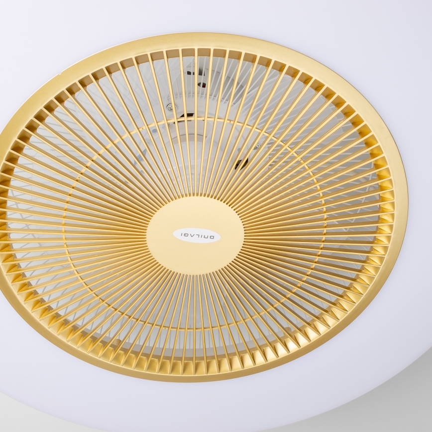 Brilagi - Светодиодный светильник с регулированием яркости и вентилятором AURA LED/38W/230V 3000-6000K золотистый + дистанционное управление