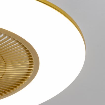 Brilagi - Светодиодный светильник с регулированием яркости и вентилятором AURA LED/38W/230V 3000-6000K золотистый + дистанционное управление