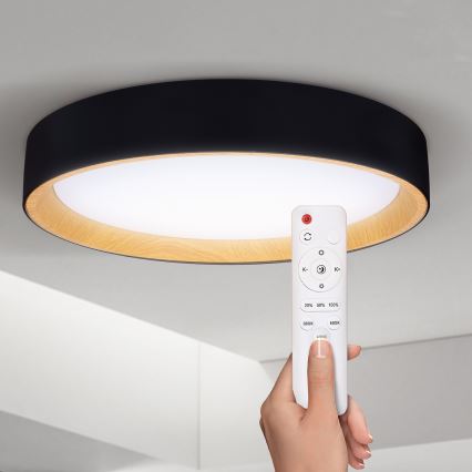 Brilagi - Светодиодный потолочный светильник с регулированием яркости LARIOS LED/60W/230V 3000-6500K диаметр 49 см черный + дистанционное управление