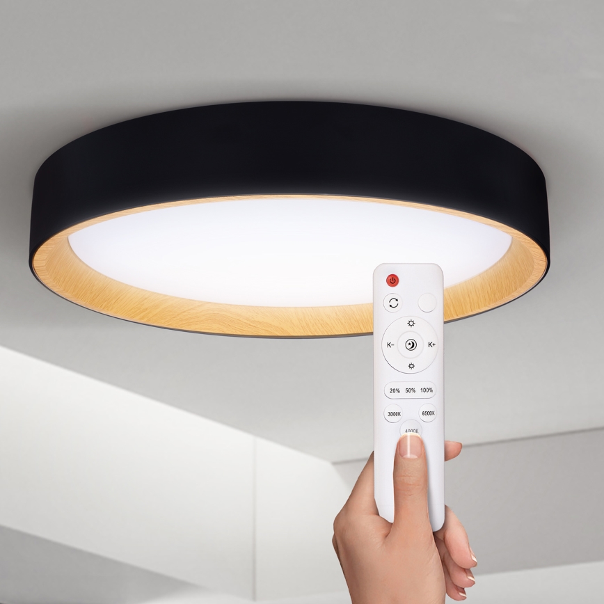 Brilagi - Светодиодный потолочный светильник с регулированием яркости LARIOS LED/60W/230V 3000-6500K диаметр 49 см черный + дистанционное управление
