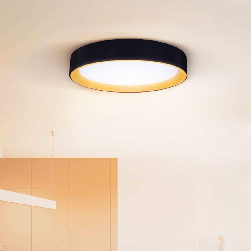 Brilagi - Светодиодный потолочный светильник с регулированием яркости LARIOS LED/60W/230V 3000-6500K диаметр 49 см черный + дистанционное управление