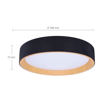 Brilagi - Светодиодный потолочный светильник с регулированием яркости LARIOS LED/60W/230V 3000-6500K диаметр 49 см черный + дистанционное управление