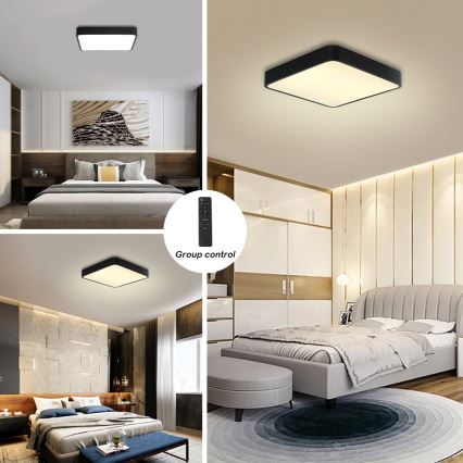 Brilagi - Светодиодный потолочный светильник с регулированием яркости POOL LED/48W/230V 3000-6000K 50x50 см черный + дистанционное управление