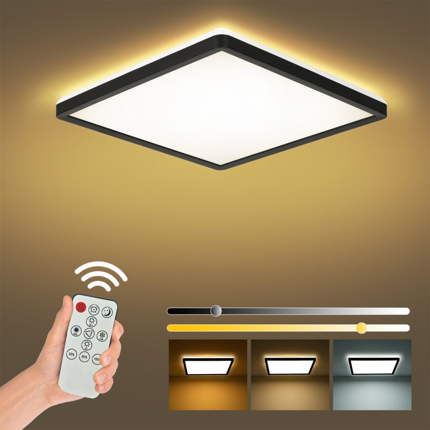 Brilagi - Светодиодный потолочный светильник с регулированием яркости ULTRA SLIM LED/18W/230V 2700-6500K 30x30 см черный + дистанционное управление