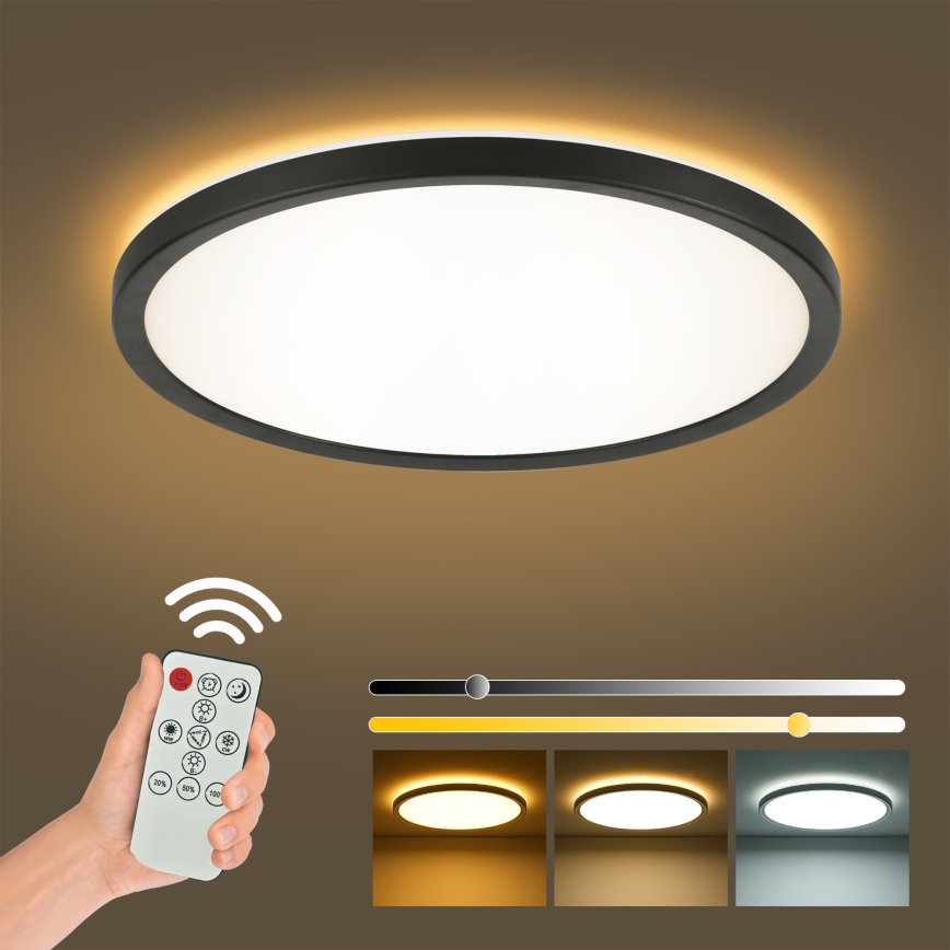 Brilagi - Светодиодный потолочный светильник с регулированием яркости ULTRA SLIM LED/18W/230V 2700-6500K диаметр 30 см черный + дистанционное управление