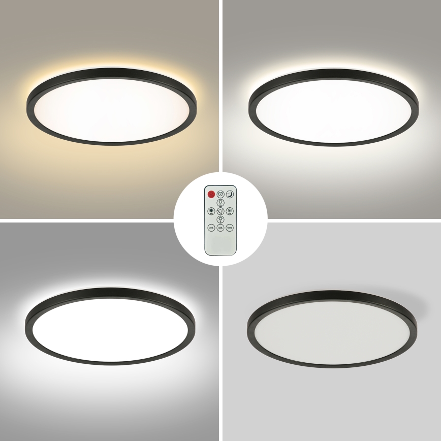 Brilagi - Светодиодный потолочный светильник с регулированием яркости ULTRA SLIM LED/18W/230V 2700-6500K диаметр 30 см черный + дистанционное управление