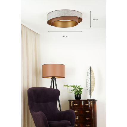 Brilagi - Светодиодный потолочный светильник с регулированием яркости VEGAS SHINE LED/24W/230V диаметр 60 см 3000/4000/6500K коричневый + дистанционное управление