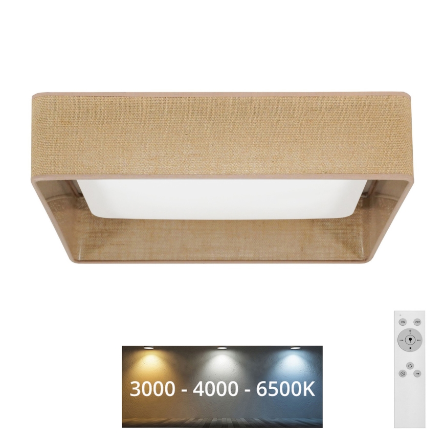 Brilagi - Светодиодный потолочный светильник с регулированием яркости VELVET SQUARE LED/24W/230V 3000/4000/6500K + дистанционное управление коричневый