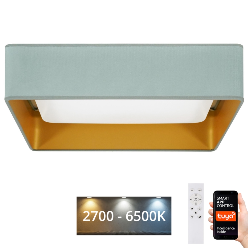 Brilagi - Светодиодный потолочный светильник с регулированием яркости VELVET SQUARE SMART LED/36W/230V 2700-6500K Wi-Fi Tuya + дистанционное управление мятный
