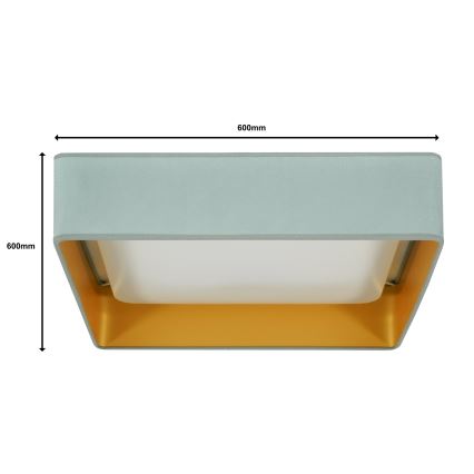 Brilagi - Светодиодный потолочный светильник с регулированием яркости VELVET SQUARE SMART LED/36W/230V 2700-6500K Wi-Fi Tuya + дистанционное управление мятный