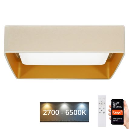 Brilagi - Светодиодный потолочный светильник с регулированием яркости VELVET SQUARE SMART LED/36W/230V 2700-6500K Wi-Fi Tuya + дистанционное управление кремовый