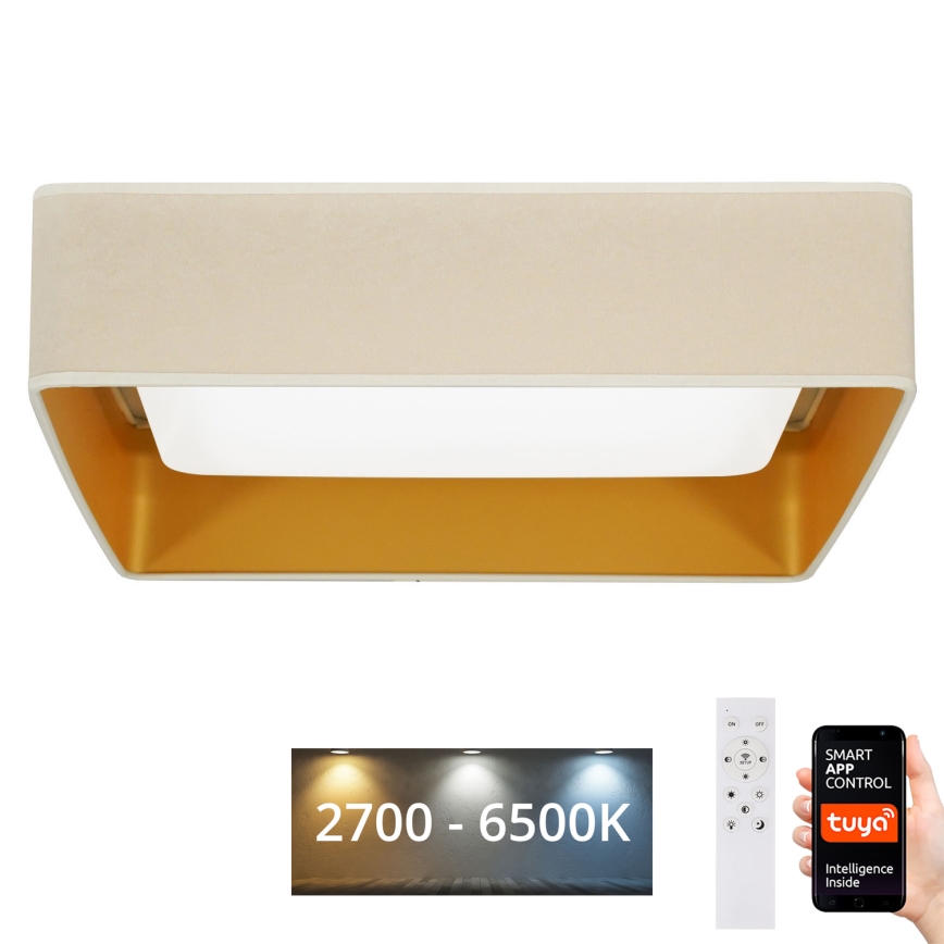 Brilagi - Светодиодный потолочный светильник с регулированием яркости VELVET SQUARE SMART LED/36W/230V 2700-6500K Wi-Fi Tuya + дистанционное управление кремовый