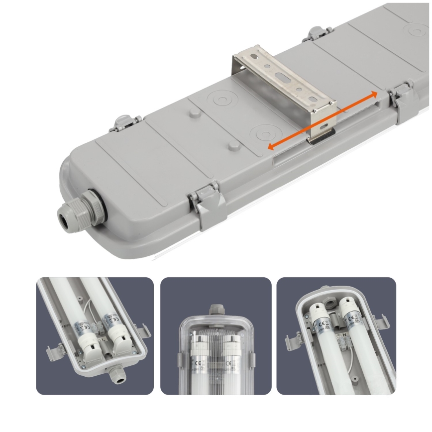Brilagi - Светодиодный технический люминесцентный светильник OPTIMA T8 2xG13/18W/230V 6500K IP65 128 см