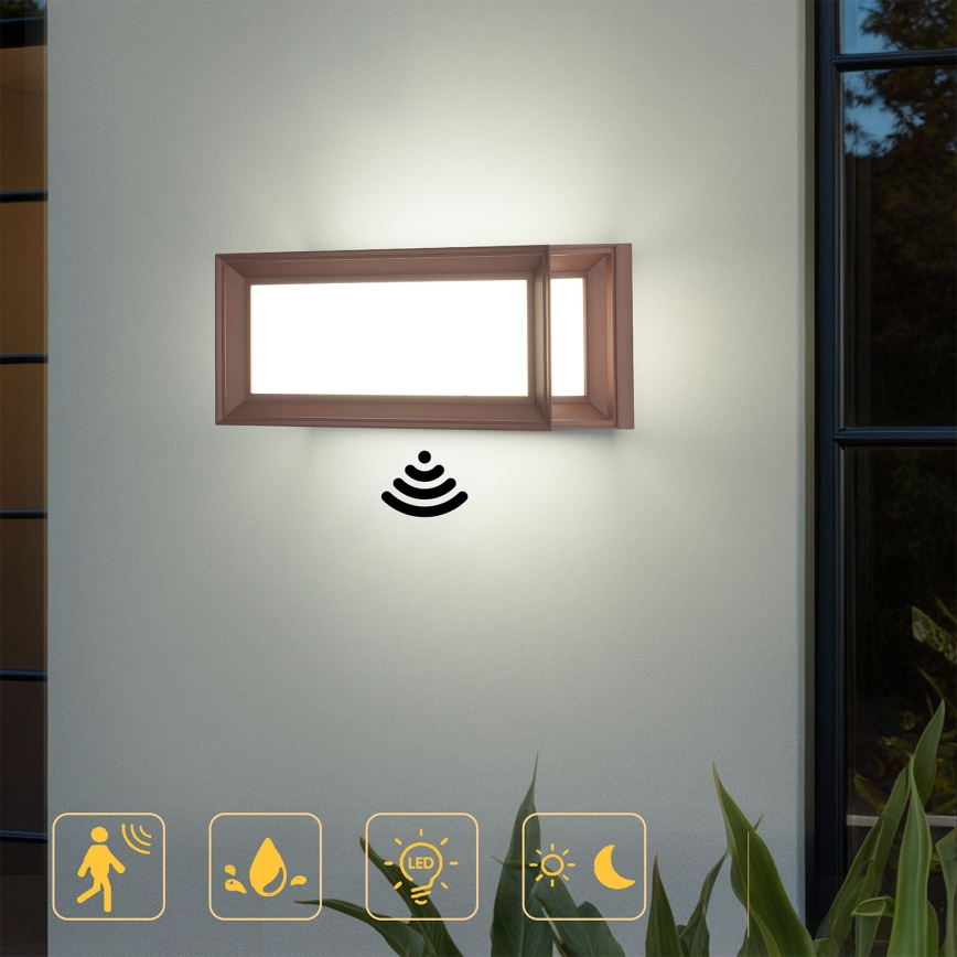 Brilagi - наружный настенный светильник с датчиком PARKER LED/12W/230V, коричневый, IP44