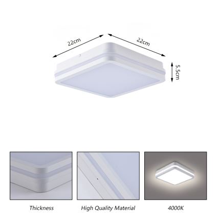 Brilagi - светодиодный уличный светильник BENE LED/18 Вт/230 В 22×22 см, белый, IP54