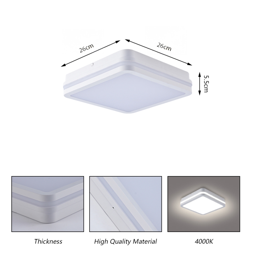 Brilagi - светодиодный уличный светильник с датчиком BENE LED/24W/230V 26x26 см белый IP54