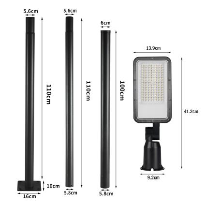 Brilagi - Светодиочный уличный фонарь со столбом и шарниром высотой 3 м URBANLIGHT LED/50W/230V чёрный IP65