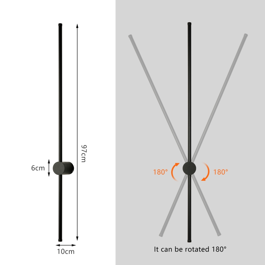 Brilagi - LED уличный настенный светильник AURA LED/20W/230V 4000K IP54 97 см черный CRI 90