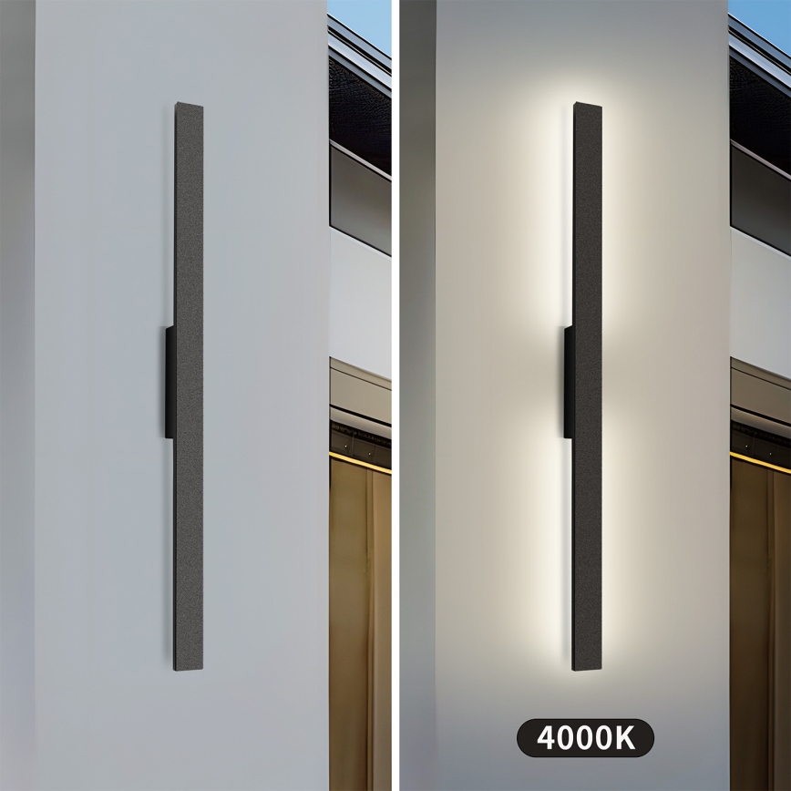 Brilagi - уличный настенный светильник LED LUNA, 24 Вт, 230 В, 4000 К, IP65, длина 100 см, чёрный, индекс цветопередачи CRI 90