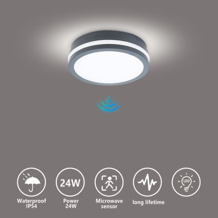 Brilagi - Светодиодный уличный светильник с датчиком BENE LED/18W/230V диаметр 22 см антрацит IP54