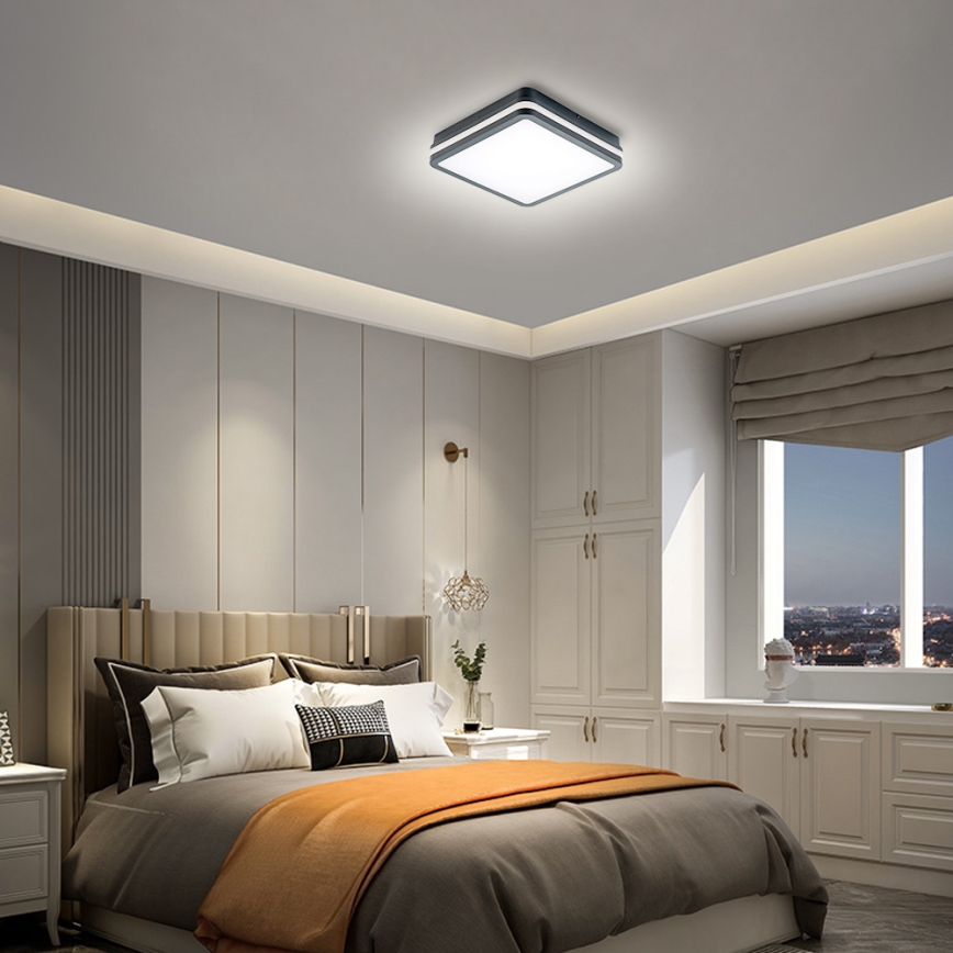 Brilagi - Светодиодный уличный светильник с датчиком BENE LED/24W/230V 26x26 см антрацит IP54