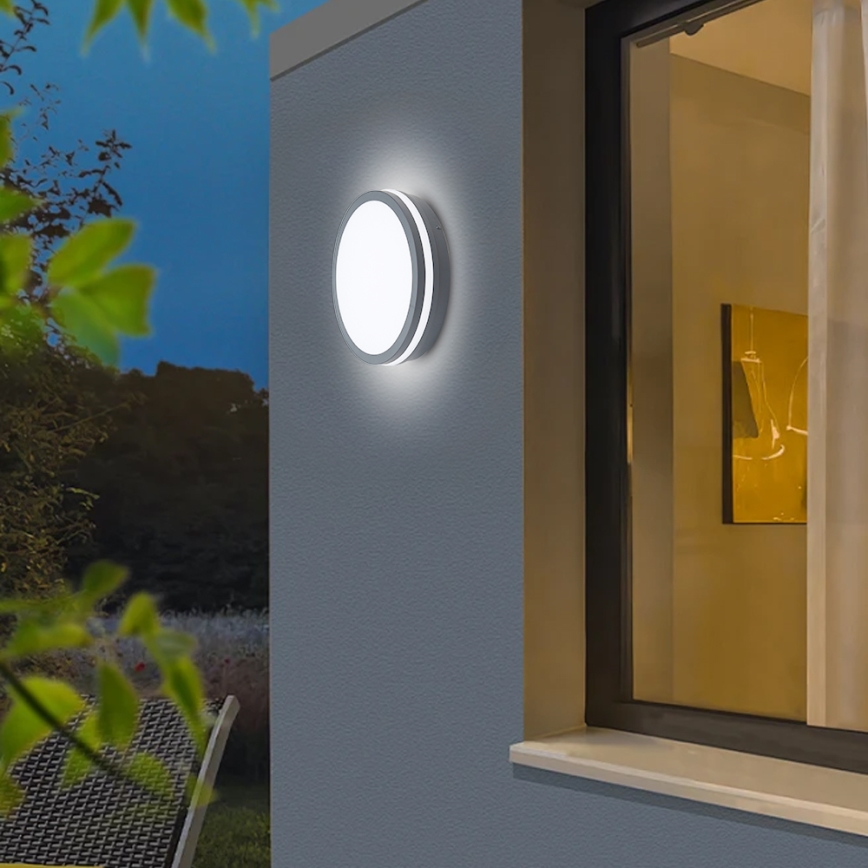 Brilagi - Светодиодный уличный светильник с датчиком BENE LED/24W/230V диаметр 26 см антрацит IP54