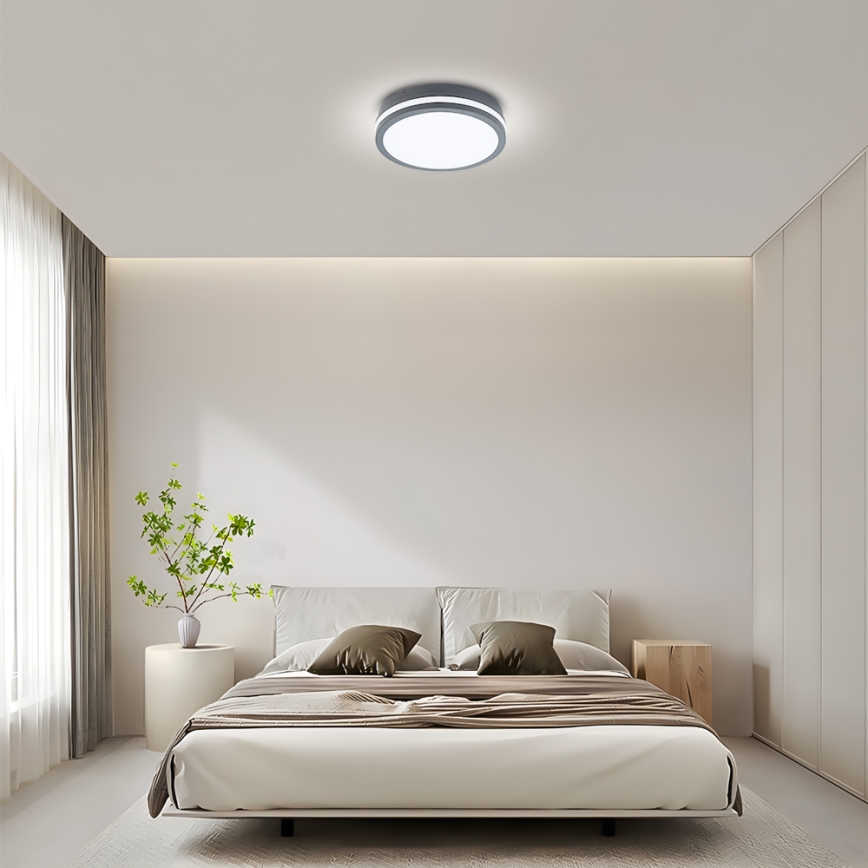 Brilagi - Светодиодный уличный светильник с датчиком BENE LED/24W/230V диаметр 26 см антрацит IP54