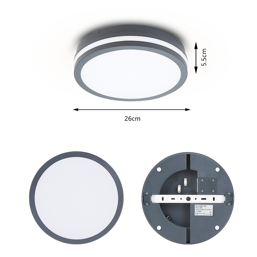 Brilagi - Светодиодный уличный светильник с датчиком BENE LED/24W/230V диаметр 26 см антрацит IP54